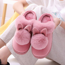 Load image into Gallery viewer, Women's Shoes Rabbit Ear Floor Indoor Cotton Slippers Winter Autumn Shoes Women Non-Slip Thick Bottom House Animal Slippers For Women Mens Winter Warm Memory Foam Cartoon Home Slippers

