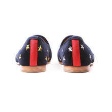 Load image into Gallery viewer, Women's Navy Velvet Gold &amp; Silver Star Slipper
