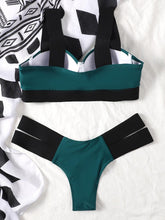 Load image into Gallery viewer, Women's Swimsuits Swimwear Patchwork Bikini Woman Push up Bikinis Swimsuit Bathing Suits Women Rave Neon Patchwork Bikini Swimsuit 2 Piece Cutout Molded Push Up Bathing Suit
