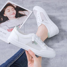 Load image into Gallery viewer, Women's White Casual Sneakers Spring  Summer Breathable Flats Solid Color Mesh Shoes Fashion White Flat Sneakers Women Workout Tennis Walking Gym Fashion Sneakers
