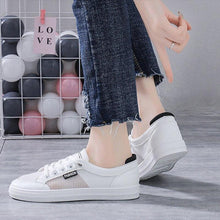 Load image into Gallery viewer, Women's White Casual Sneakers Spring  Summer Breathable Flats Solid Color Mesh Shoes Fashion White Flat Sneakers Women Workout Tennis Walking Gym Fashion Sneakers
