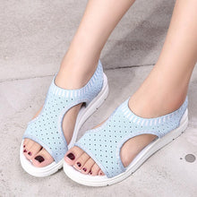 Load image into Gallery viewer, Women Sandals Breathable Comfort Walking Shoes Heels Summer Platform Sandal Casual Comfortable Sandals For Women Ankle Elastic Lightweight Soft Modern Beach Sandals
