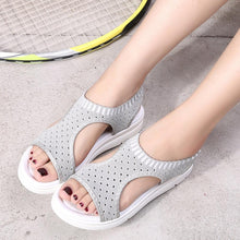 Load image into Gallery viewer, Women Sandals Breathable Comfort Walking Shoes Heels Summer Platform Sandal Casual Comfortable Sandals For Women Ankle Elastic Lightweight Soft Modern Beach Sandals
