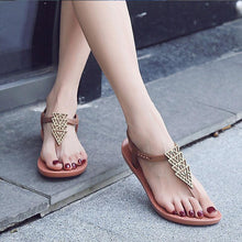 Load image into Gallery viewer, Women Sandals Flip Flops Summer Flat Shoes Woman Sandals Beach Flat Sandals T-Strap Sandals Strappy Flip Flop Sandal Flat Slide Casual Summer Beach Thong Slipper
