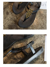 Load image into Gallery viewer, Women Sandals Flip Flops Summer Flat Shoes Woman Sandals Beach Flat Sandals T-Strap Sandals Strappy Flip Flop Sandal Flat Slide Casual Summer Beach Thong Slipper
