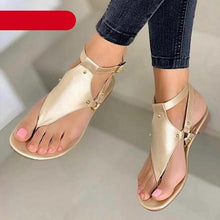 Load image into Gallery viewer, Women Sandals Summer Outdoor Beach Flip-flop Sandals Solid Fashion Sandals Flats Casual Shoes Black Summer Flat Sandals Stylish Flip Flop Comfortable Color Matching Sandals Flat Non-Slip Open-Toe Casual Beach Sandals

