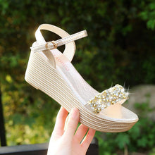 Load image into Gallery viewer, Women Sandals Summer Platform Sandals Buckle Strap Peep Toe Thick Bottom Modern Espadrille Sandals Platform Cross Buckle Strap Slingback Summer Open Toe Shoes
