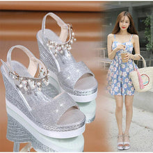 Load image into Gallery viewer, Women Sandals Summer Platform Sandals Buckle Strap Peep Toe Thick Bottom Modern Espadrille Sandals Platform Cross Buckle Strap Slingback Summer Open Toe Shoes
