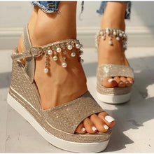 Load image into Gallery viewer, Women Sandals Summer Platform Sandals Buckle Strap Peep Toe Thick Bottom Modern Espadrille Sandals Platform Cross Buckle Strap Slingback Summer Open Toe Shoes

