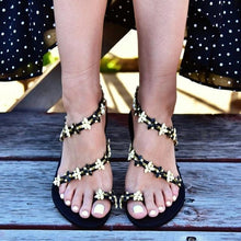 Load image into Gallery viewer, Women Sandals Summer Shoes Flat Pearl Sandals Comfortable String Slippers Women Casual Sandals For Women Casual T Strap Dress Sandals Summer Open Toe Shoes
