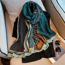 Load image into Gallery viewer, Women Scarf Leopard Print Cotton Large Size Scarfs For Winter Shawls Winter Warm Casual Wear For Women Lovely Floral Tassel Cotton ab Shawls Lady Silk Wraps Scarves
