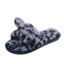 Load image into Gallery viewer, Women Slippers Winter Shoes Home Slippers Faux Fur Slippers Leopard Print Bow Decoration Shoes Faux Fur Slippers Warm Flip Flop House Slippers Open Toe Home Slippers For Girls
