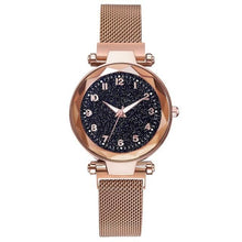 Load image into Gallery viewer, Women Starry Sky Clock Luxury Women Watches Fashion Diamond Quartz Wristwatches Women's Fashion Starry Sky Watch Luxury Analog Stardust Watches For Girls Casual Luminous Ladies Wrist Watch With Stainless Steel Mesh Band Dress Watch
