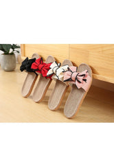 Load image into Gallery viewer, Women Summer Casual Slides Comfortable Flax Slippers Striped Bow Linen Flip Flops Platform Sandals Summer Indoor Slippers Linen Women's Slippers Flower Slippers
