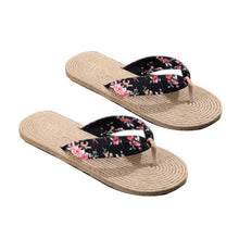 Load image into Gallery viewer, Women Summer Floral Flip Flops Beach Sandals Thongs Slippers Hemp Rope Travel Flip-Flops Unisex Home Slippers Flax Women House Slipper Open-Toe Breathable Slippers
