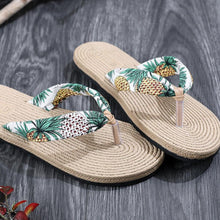 Load image into Gallery viewer, Women Summer Floral Flip Flops Beach Sandals Thongs Slippers Hemp Rope Travel Flip-Flops Unisex Home Slippers Flax Women House Slipper Open-Toe Breathable Slippers
