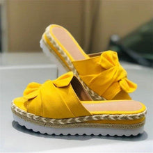 Load image into Gallery viewer, Women Summer Platform Mid Heels Bow Tie Open Toe Fashion Slides Beach Outdoor Shoes Knotted Bow Flat Footbed Sandals For Ladies Open Toe Casual Summer Slide Sandals
