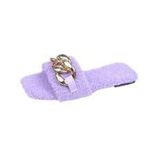 Load image into Gallery viewer, Women Summer Slipper Square Toe Chain Slippers Slip On Flat Slide Sandals Beach Flip Flops Casual Shoes Woman Heel Shoes Open Toe Slip On Dress Backless Heels Slides Slippers
