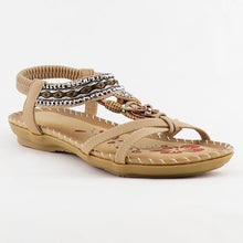 Load image into Gallery viewer, Women Summer Vintage Shoes Sandals Butterfly-knot Rhinestone Slides Elastic Band Sandal Comfort Flats Sandals With Elastic Ankle Strap Casual Rhinestone Shoes Beach Slip On Sandals
