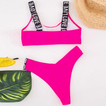 Load image into Gallery viewer, Women  Two Piece Swimsuit Push Up Bikini Swimsuit For Women Two Piece High Waist Crisscross Halter Bikini Letter Printed Bathing Suits 2 Piece Bikini Luxury Bikini Set Sports Swimwear Swimsuit Backless Beachwear Bathing Suit

