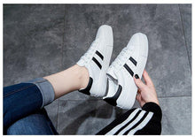 Load image into Gallery viewer, Women White Casual Shoes Casual Women Sneakers Flats Girl Breathble Vulcanized Shoes Lace Up White Casual Style Comfortable Sneakers Eco Leather Street Sneakers

