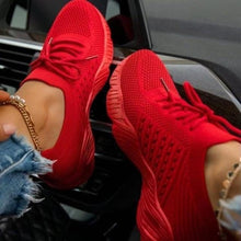 Load image into Gallery viewer, Women White Sneakers Thick Bottom Solid Comfortable Breathable Summer Outdoor Lace Up Flat Shoe Fashion Breathable Lightweight Comfortable Sneakers
