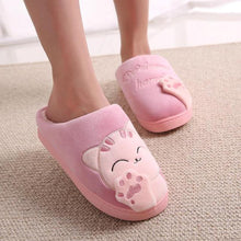 Load image into Gallery viewer, Women Winter Home Fur Slippers Cat Non-Slip Soft Warm House Indoor Bedroom Men Couples Memory Foam Floor Shoes Fluffy Slippers For Women Indoor Warm Furry Bedroom Slippers With Non Slip Outsole
