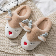 Load image into Gallery viewer, Women Winter Home Slippers Deer Elk Non-Slip Soft Warm House Shoes Men Indoor Bedroom Elk Slippers Warm Animal Slippers Winter Fleece Plush Home Slippers With Non-Skid Rubber Sole

