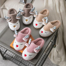 Load image into Gallery viewer, Women Winter Home Slippers Deer Elk Non-slip Soft Warm House Shoes Mens GIrs Indoor Bedroom Couples Floor Footwear Fuzzy House Slippers For Women Durable Furry Bedroom Slipper Lightweight And Non-Slip
