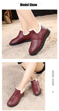 Load image into Gallery viewer, Women Winter Warm Luxury Shoes Waterproof Plush Leather Cotton Shoes Daily Home Non-slip Soft Sole Plush Lining Shoes Warm Fur Lined Booties Lace Up Flat Platform Elegant Comfortable Black Shoes
