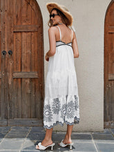 Load image into Gallery viewer, Women's Cotton Embroidered Midi Dress - Classic Black And White A-Line Sundress With Contrast Trim, Perfect For Vacation
