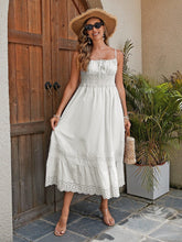 Load image into Gallery viewer, Women's Cotton Maxi Dress - Breathable Summer Dress With Embroidered Hem, Elastic Waist, And French Romantic Style
