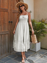 Load image into Gallery viewer, Women's Cotton Maxi Dress - Breathable Summer Dress With Embroidered Hem, Elastic Waist, And French Romantic Style
