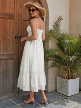 Load image into Gallery viewer, Women's Cotton Maxi Dress - Breathable Summer Dress With Embroidered Hem, Elastic Waist, And French Romantic Style
