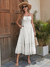 Load image into Gallery viewer, Women's Cotton Maxi Dress - Breathable Summer Dress With Embroidered Hem, Elastic Waist, And French Romantic Style
