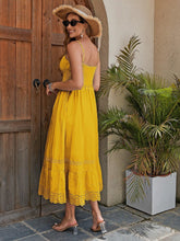 Load image into Gallery viewer, Women's Cotton Maxi Dress - Breathable Summer Dress With Embroidered Hem, Elastic Waist, And French Romantic Style
