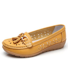 Load image into Gallery viewer, Womens Flats Summer Genuine Leather Shoes Low Heels Slip On Casual Flat Shoes Women's Espadrilles Casual Shoes Spring Comfortable Strong Design
