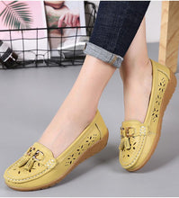 Load image into Gallery viewer, Womens Flats Summer Genuine Leather Shoes Low Heels Slip On Casual Flat Shoes Women's Espadrilles Casual Shoes Spring Comfortable Strong Design
