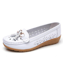 Load image into Gallery viewer, Womens Flats Summer Genuine Leather Shoes Low Heels Slip On Casual Flat Shoes Women's Espadrilles Casual Shoes Spring Comfortable Strong Design
