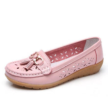 Load image into Gallery viewer, Womens Flats Summer Genuine Leather Shoes Low Heels Slip On Casual Flat Shoes Women's Espadrilles Casual Shoes Spring Comfortable Strong Design

