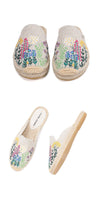 Load image into Gallery viewer, Womens Flip Flops Slippers Real Hemp Summer Rubber Floral Slides Woman Shoes Comfy House Shoes Indoor Outdoor Cozy Womens Slipper Hard Sole Orthopedic Hemp  Linen Slides Slippers
