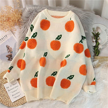 Load image into Gallery viewer, Women's Fruit Jacquard Loose Round Neck Sweater - # GIAA23510041
