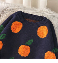 Load image into Gallery viewer, Women's Fruit Jacquard Loose Round Neck Sweater - # GIAA23510041
