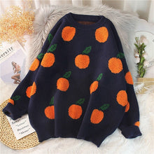 Load image into Gallery viewer, Women's Fruit Jacquard Loose Round Neck Sweater - # GIAA23510041

