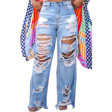 Load image into Gallery viewer, Burnt Flower High Waist Jeans - Trendy Women's Casual Denim Trousers for Spring/Summer
