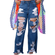 Load image into Gallery viewer, Burnt Flower High Waist Jeans - Trendy Women's Casual Denim Trousers for Spring/Summer
