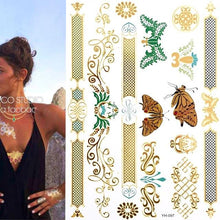 Load image into Gallery viewer, Womens Metallic Temporary Sticker Tattoos Gold Silver Waterproof Tattoos for Women

