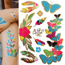 Load image into Gallery viewer, Womens Metallic Temporary Sticker Tattoos Gold Silver Waterproof Tattoos for Women

