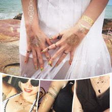 Load image into Gallery viewer, Womens Metallic Temporary Sticker Tattoos Gold Silver Waterproof Tattoos for Women
