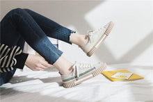 Load image into Gallery viewer, Womens New Spring Fashion Canvas Casual Flats Striped Vulcanize Fashion Style Sneakers Low-Cut Trainers Canvas Flat Sneakers Casual Slip On Canvas Comfortable Design

